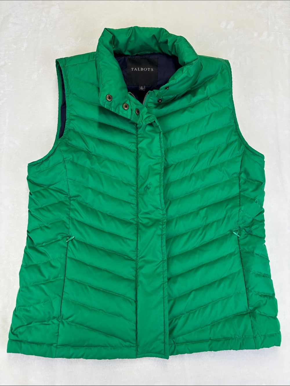 TALBOTS Green Down Filled Puffer Vest Size Medium